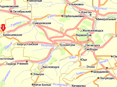Станица Бекешевская на карте